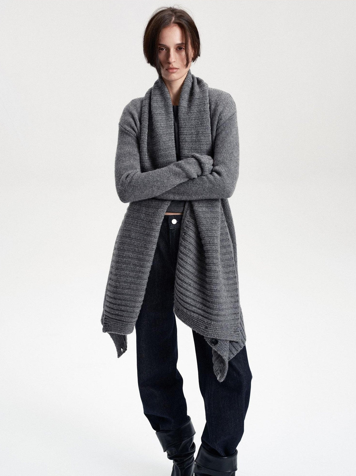 LYUOCHENG Asymmetric Irregular British Vintage Reversible Women&