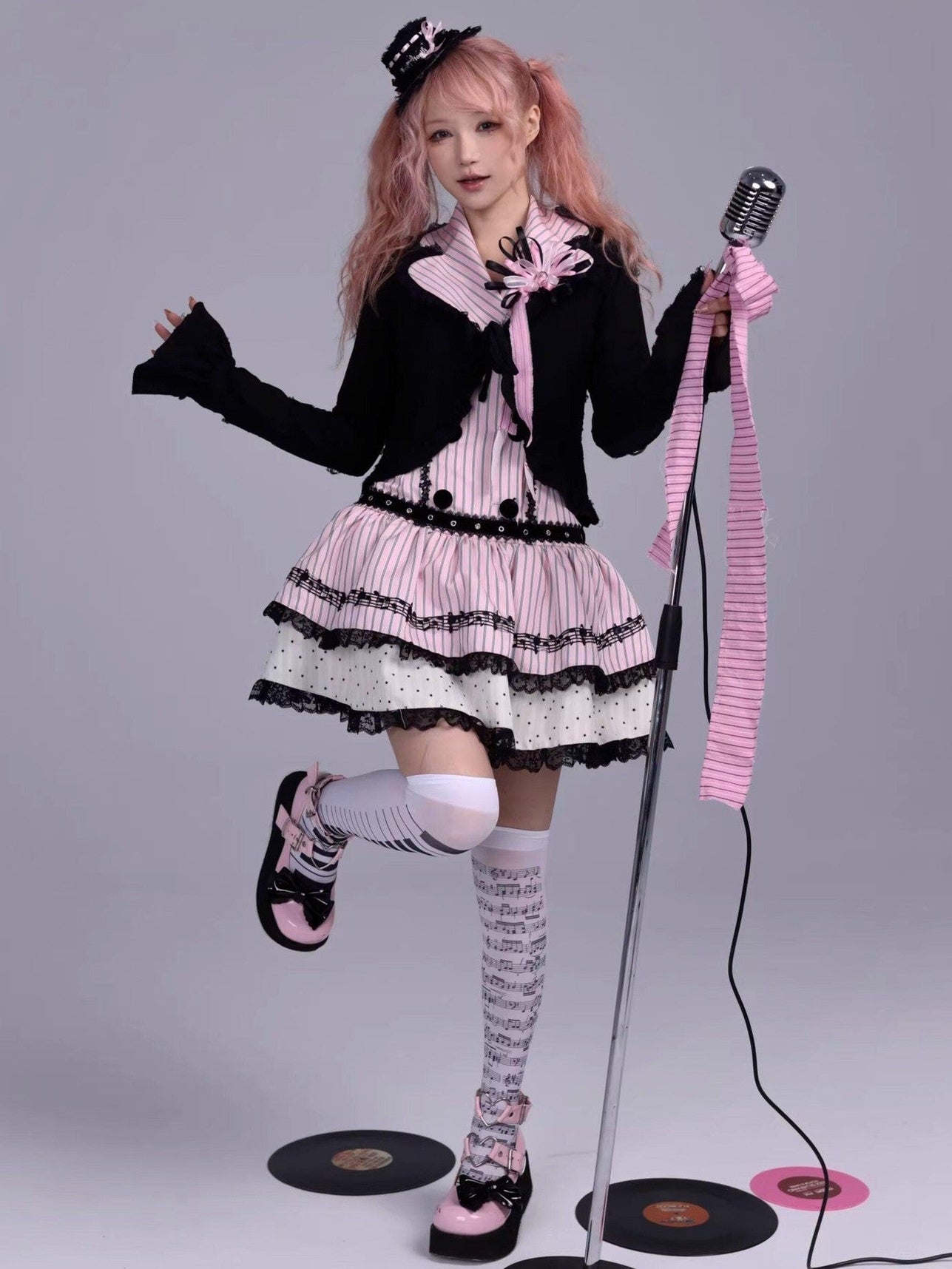 Evil Tooth Heart Stripe Ripped Sailor Collar Cropped Punk Women&
