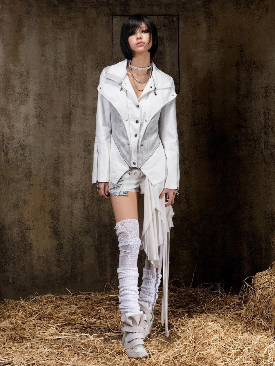 ARIADNAw Victorian Faux Layered Slim Fit Punk Gothic Button Front Women&