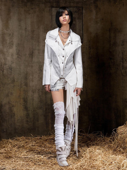 ARIADNAw Victorian Faux Layered Slim Fit Punk Gothic Button Front Women&