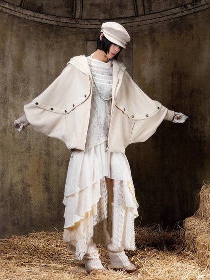 ARIADNAw Hooded Oversized Punk Gothic Regal Zipper Long Sleeve Women&