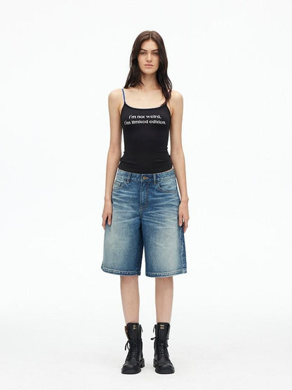 AFTADAWN Contrast Lace Letter Print Halter Slim Elastic Women&