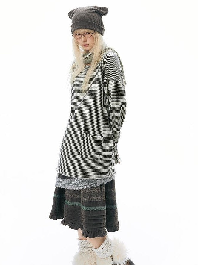 NAPSNAPS Split Cuff Drop Shoulder Knit Women&