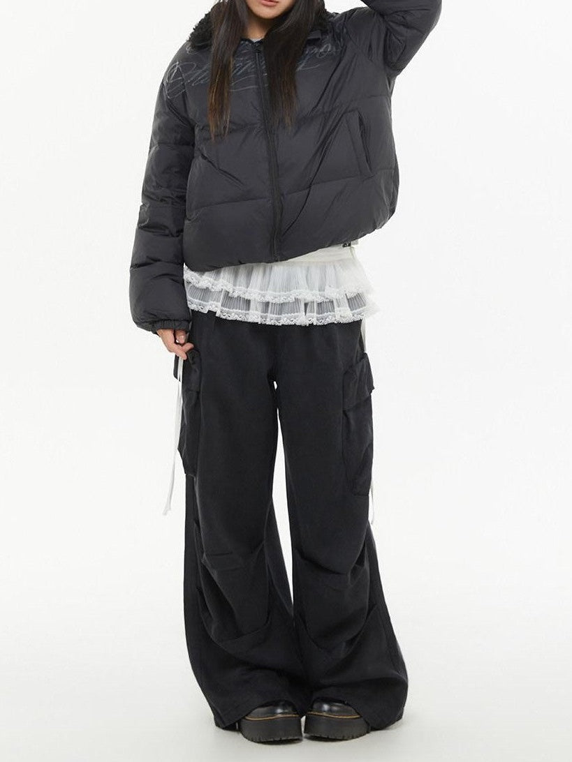 atrandom Pleated Multi Pocket Washed Cargo Women&