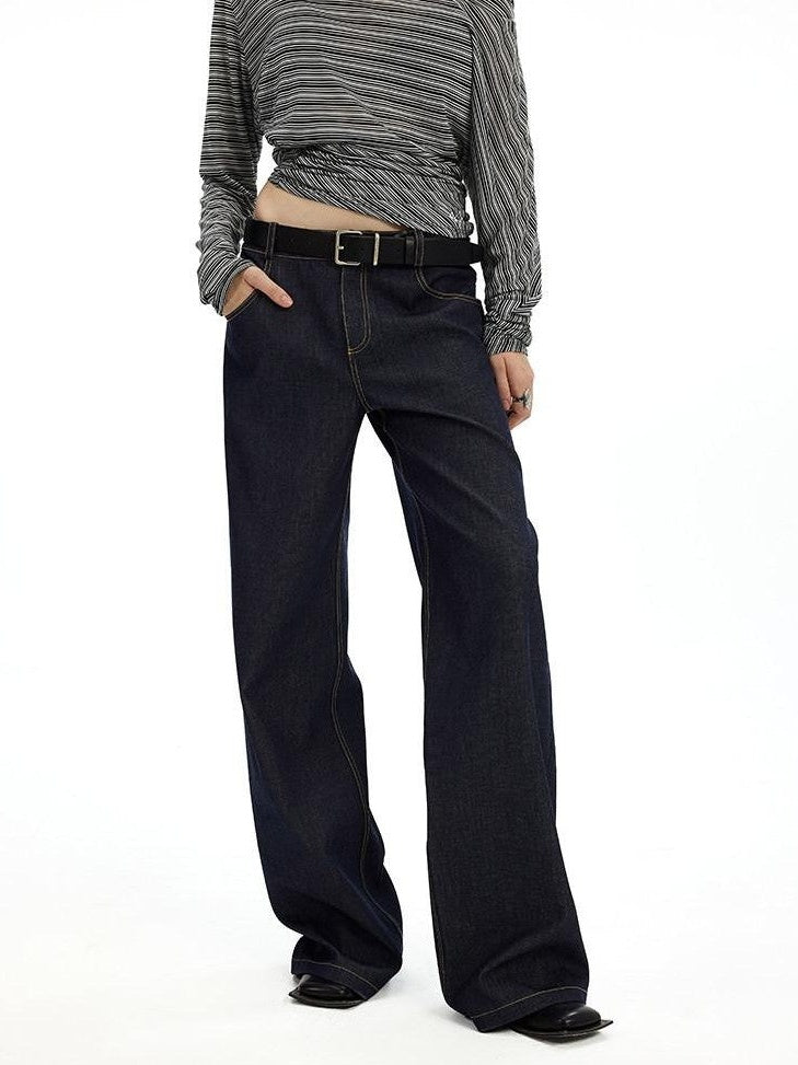 AFTADAWN Denim Blue Back Pocket Logo Embroidery Women&