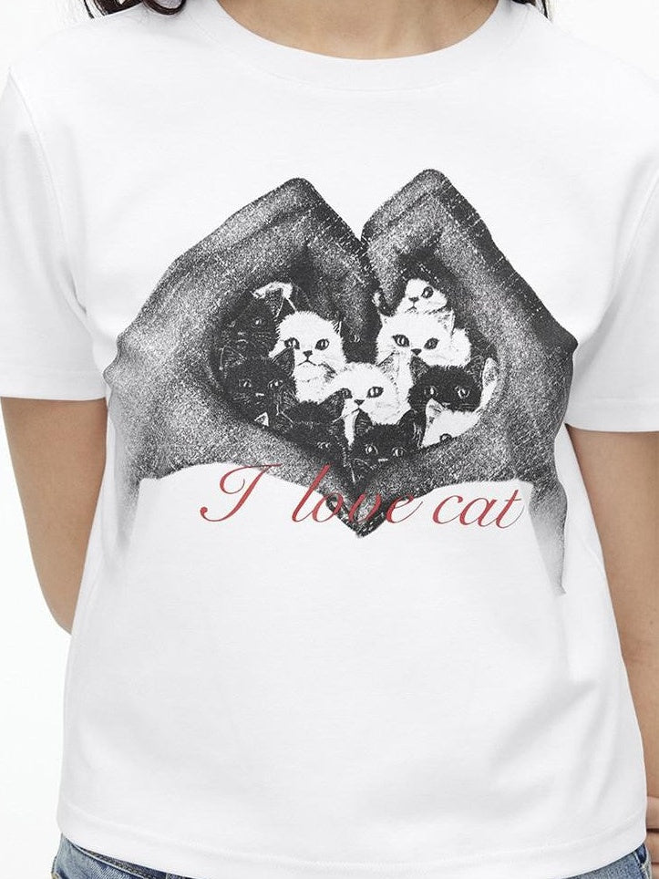 AFTADAWN Creative Printed Crew Neck Slightly Loose Women&
