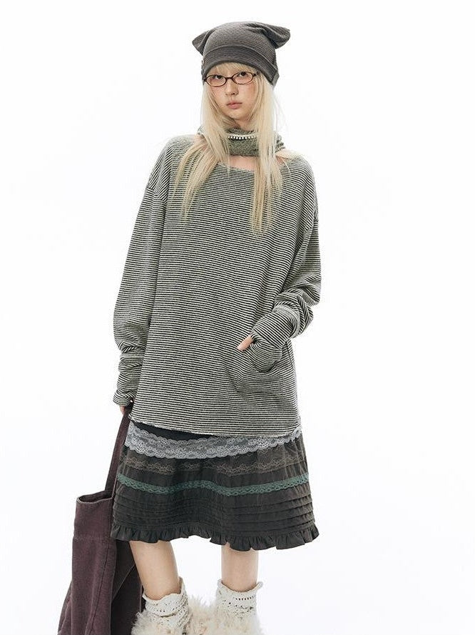 NAPSNAPS Split Cuff Drop Shoulder Knit Women&