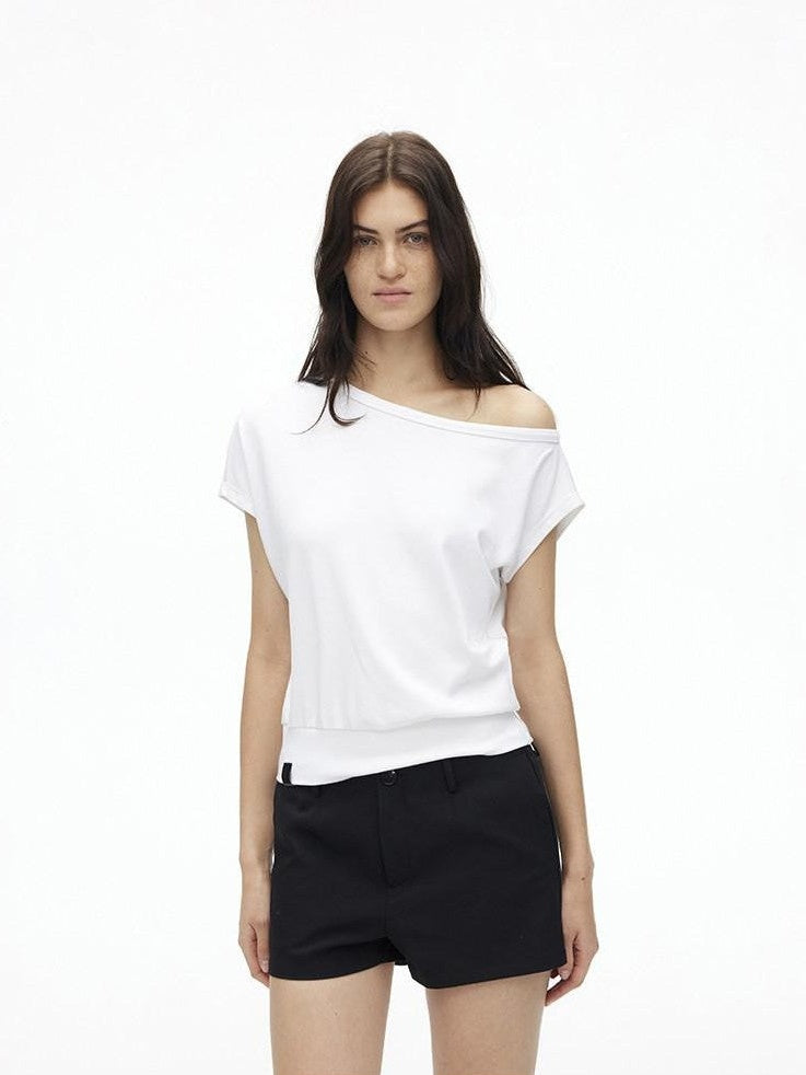 AFTADAWN Solid One Shoulder Asymmetric Slim Women&