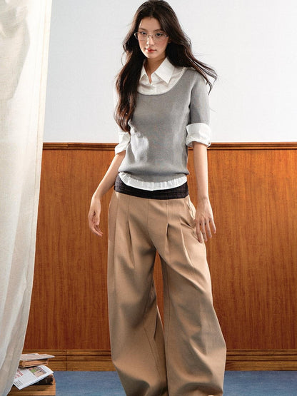 7Shiftin Plaid Colorblock Patchwork Waist Drapey Women&