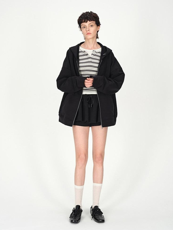 AFTADAWN Solid Oversized Hooded Pockets Women&