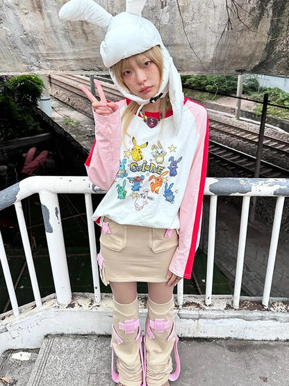 CFIERCE Plush Bunny Ears Cotton Hat