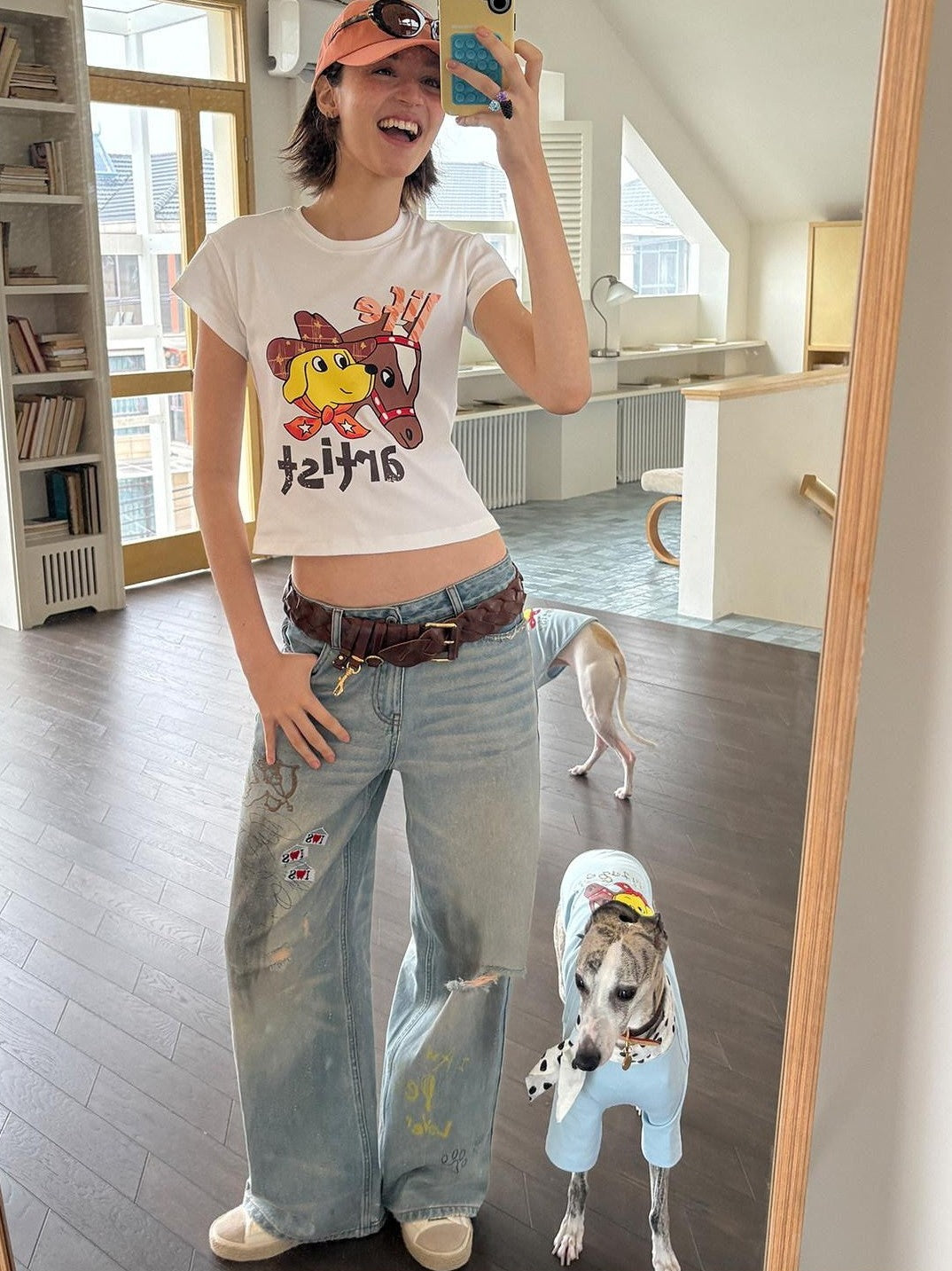 sancco house Vintage Distressed Graffiti Patch Embroidered Women&