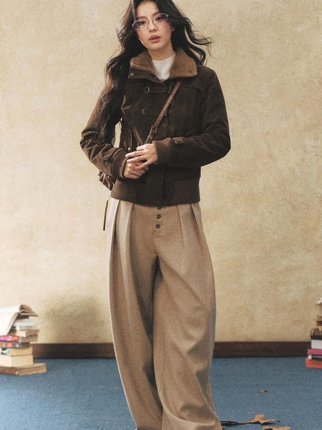 7Shiftin Khaki Drapey Button Natural Waist Casual Women&