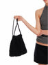 ALINNV Pleated Drawstring Bag With 3D Floral Embroidery