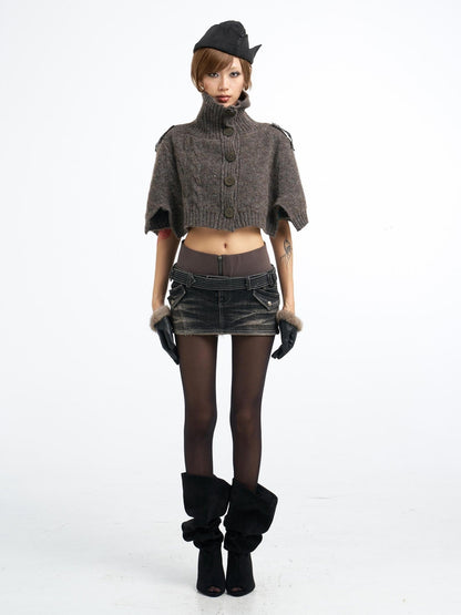 Flowers birds Market Washed Distressed Embroidered Double Waist Women&