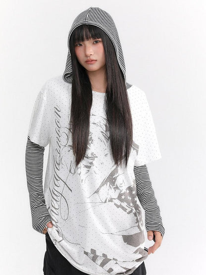 atrandom Manga Girl Print Polka Dot Bardot Women&