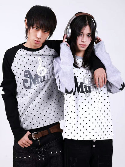DETW onLine Star Music Contrast Print Raglan Slim Women&
