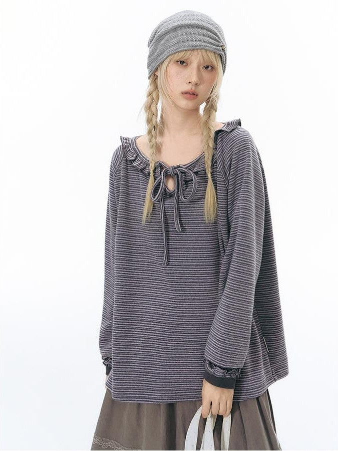 NAPSNAPS Striped Embroidered Ruffle Drawstring Women&