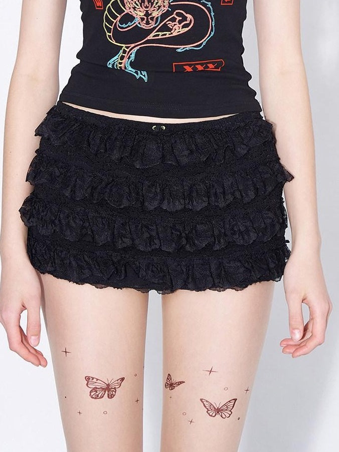 AFTADAWN Eden Rose Crochet Openwork Double Layer A Line Women&