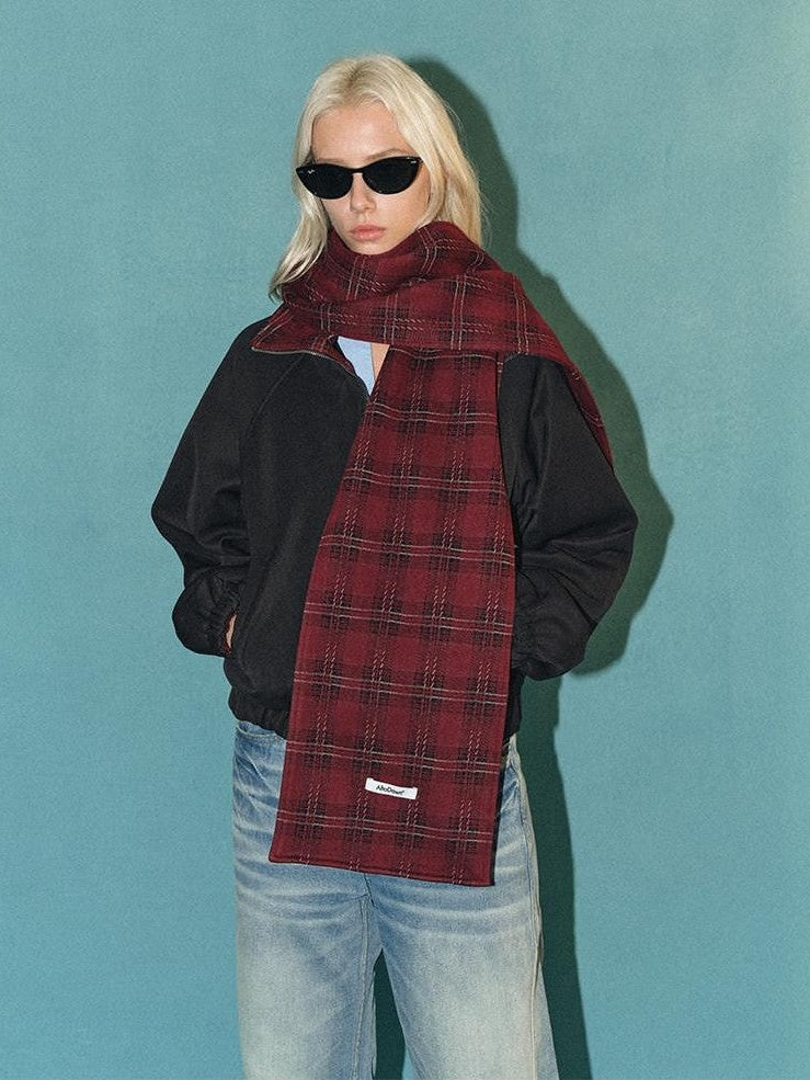AFTADAWN Reversible Red Plaid Boxy Oversized Women&
