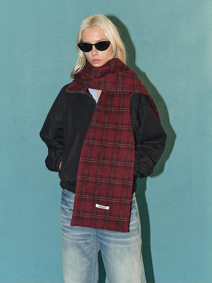 AFTADAWN Reversible Red Plaid Boxy Oversized Women&