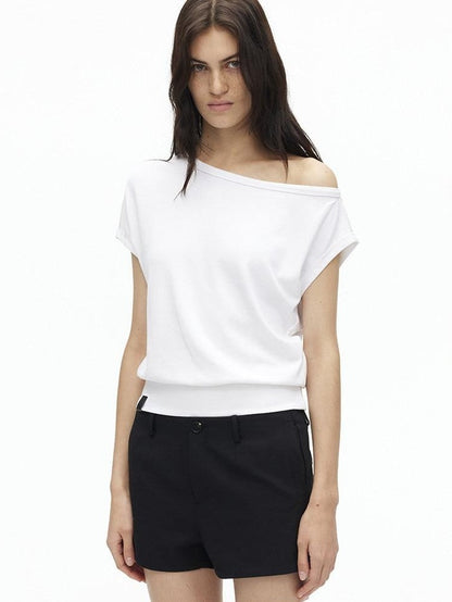 AFTADAWN Solid One Shoulder Asymmetric Slim Women&