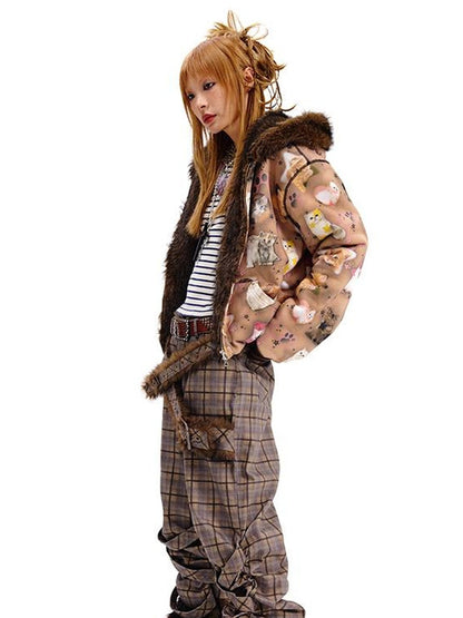 CFIERCE Reversible Cat Print Wool Coat