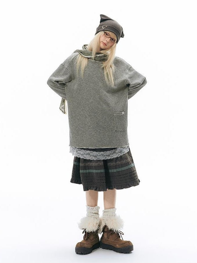 NAPSNAPS Split Cuff Drop Shoulder Knit Women&