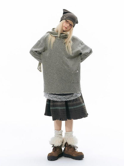 NAPSNAPS Split Cuff Drop Shoulder Knit Women&