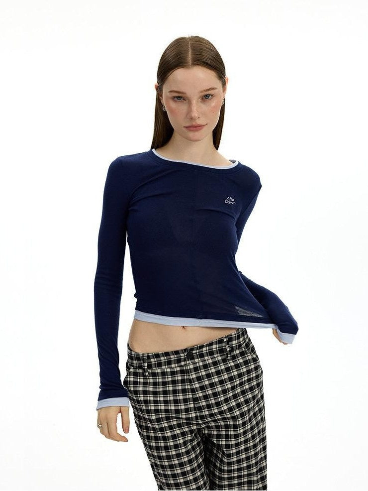 AFTADAWN Colorblock Faux Two Piece Women&