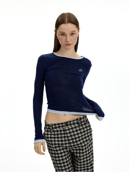 AFTADAWN Colorblock Faux Two Piece Women&