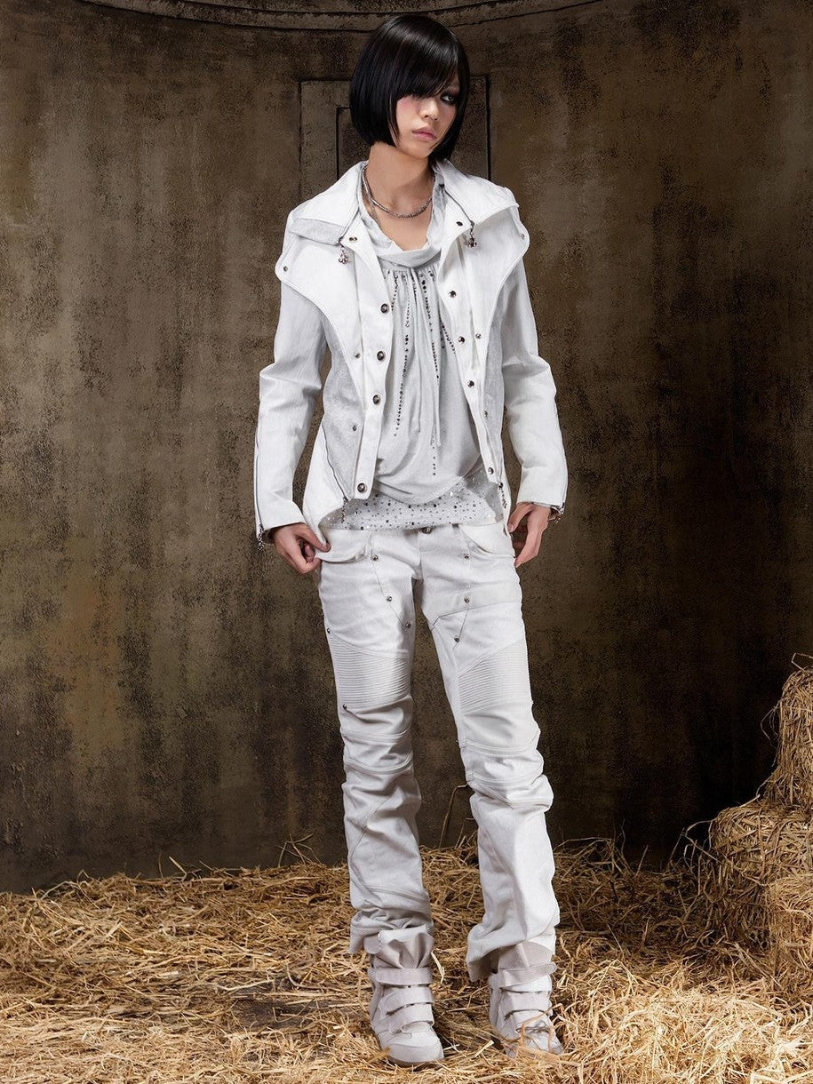 ARIADNAw Victorian Faux Layered Slim Fit Punk Gothic Button Front Women&