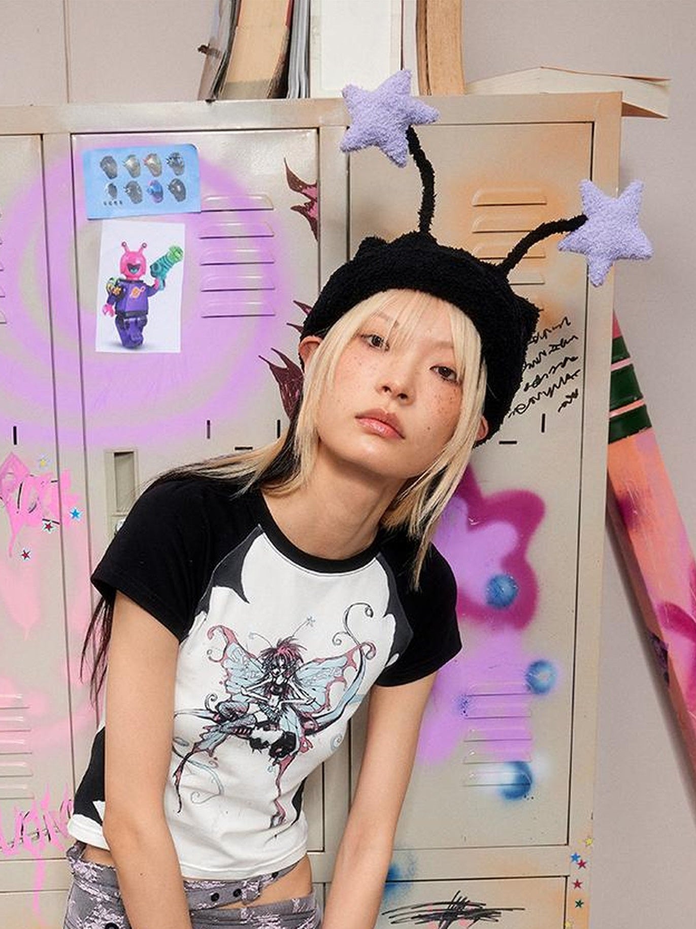 CFIERCE Elf Antenna Star Knit Beanie