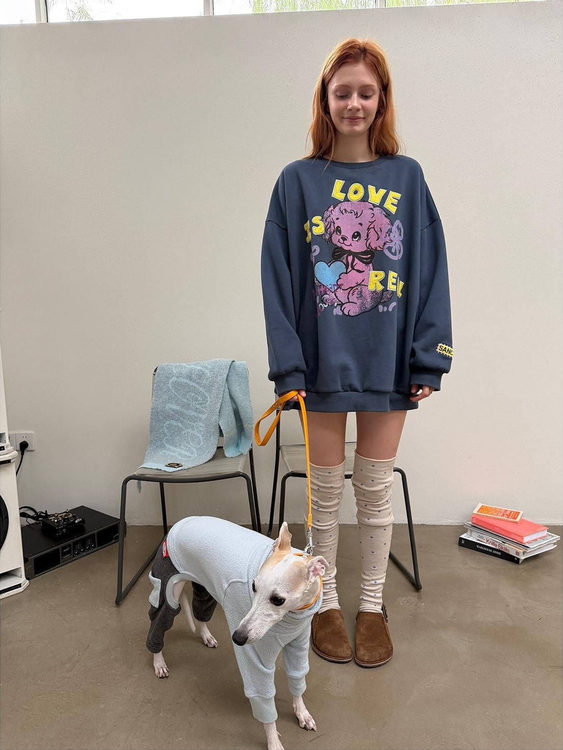 sancco house Love Is Real Sweetheart Puppy Print Embroidered Women&