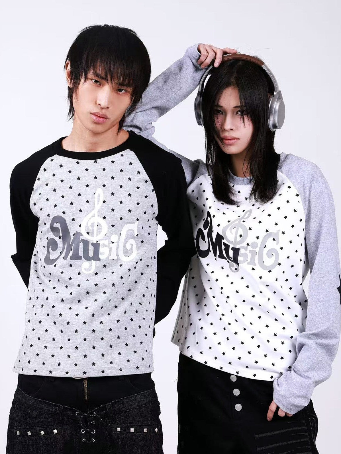 DETW onLine Star Music Contrast Print Raglan Slim Women&