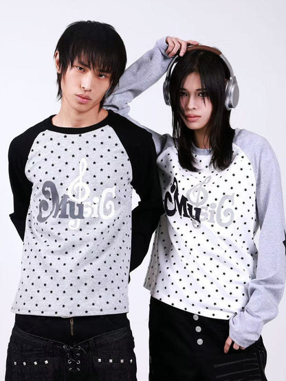 DETW onLine Star Music Contrast Print Raglan Slim Women&