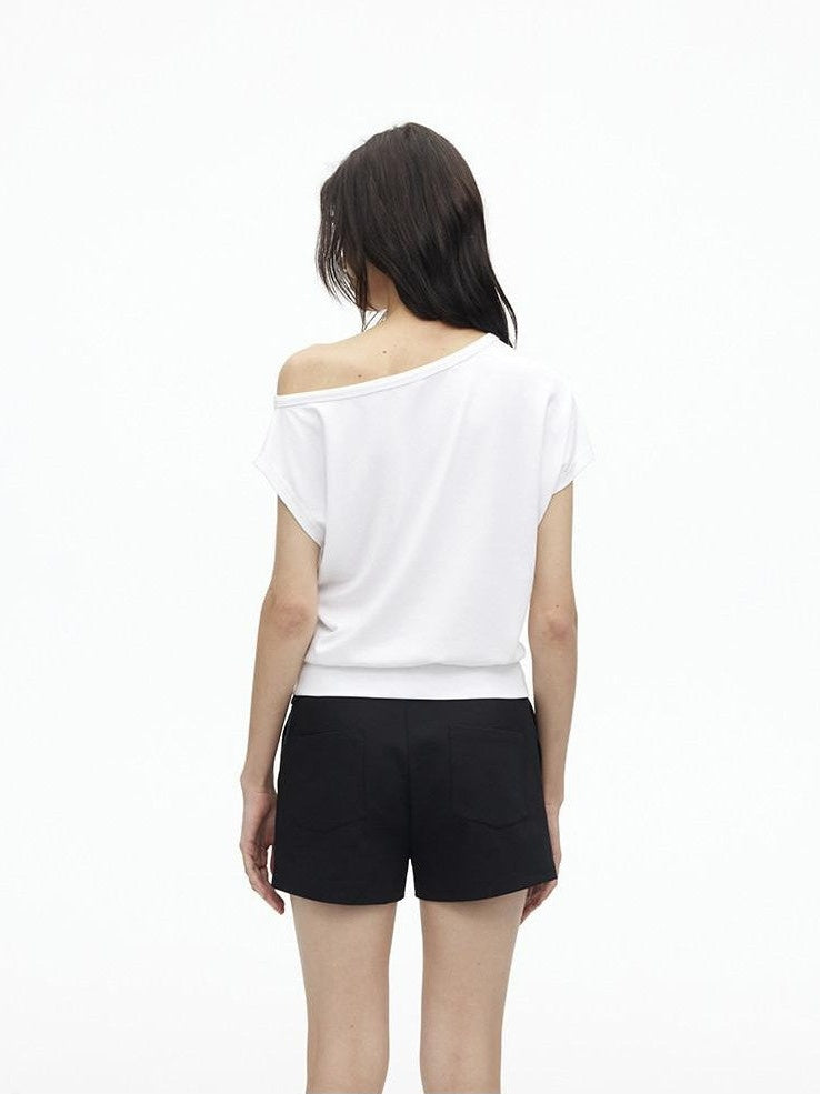 AFTADAWN Solid One Shoulder Asymmetric Slim Women&