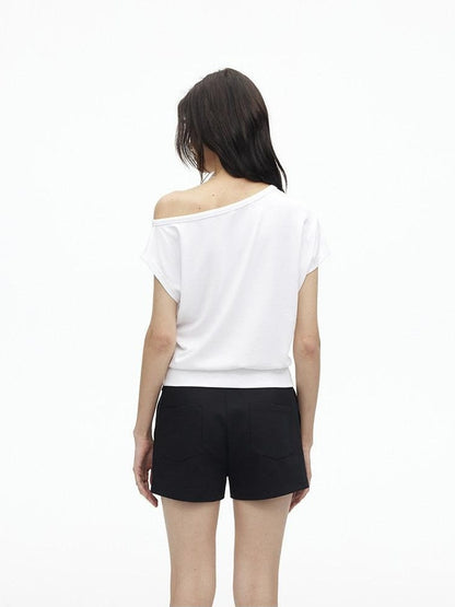 AFTADAWN Solid One Shoulder Asymmetric Slim Women&