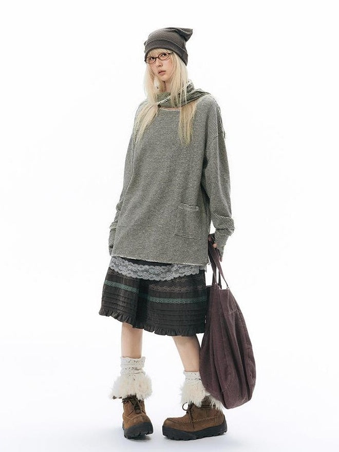 NAPSNAPS Split Cuff Drop Shoulder Knit Women&