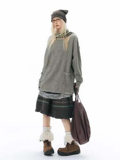 NAPSNAPS Split Cuff Drop Shoulder Knit Women&
