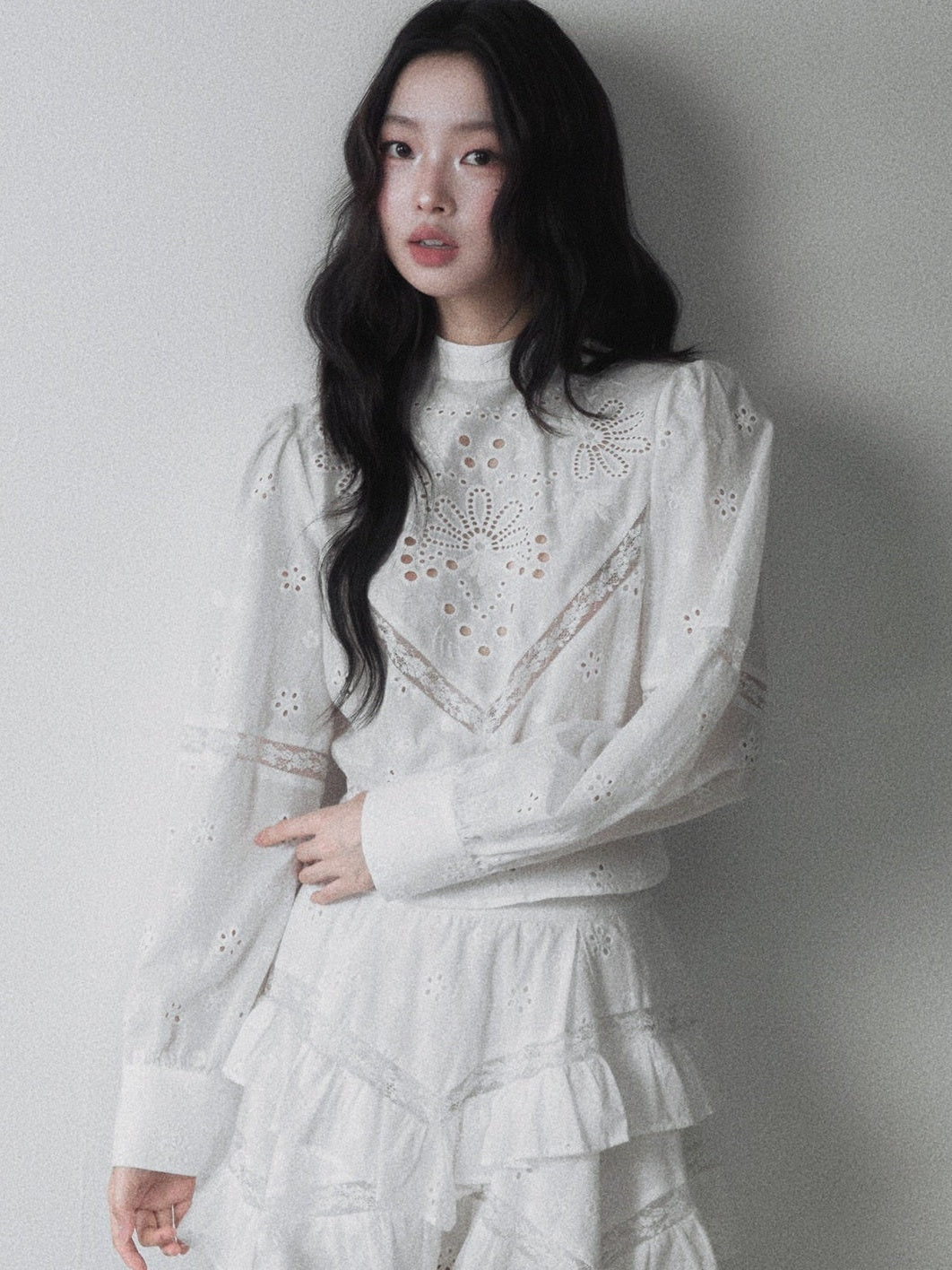 1P_STUDIO_Cotton_Cutout_Embroidered_Lantern_Sleeve_Layered_Ruffle_Women&
