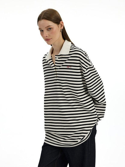 AFTADAWN Black White Striped Patchwork Women&