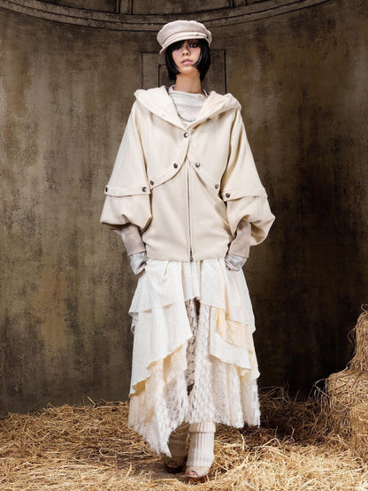 ARIADNAw Hooded Oversized Punk Gothic Regal Zipper Long Sleeve Women&