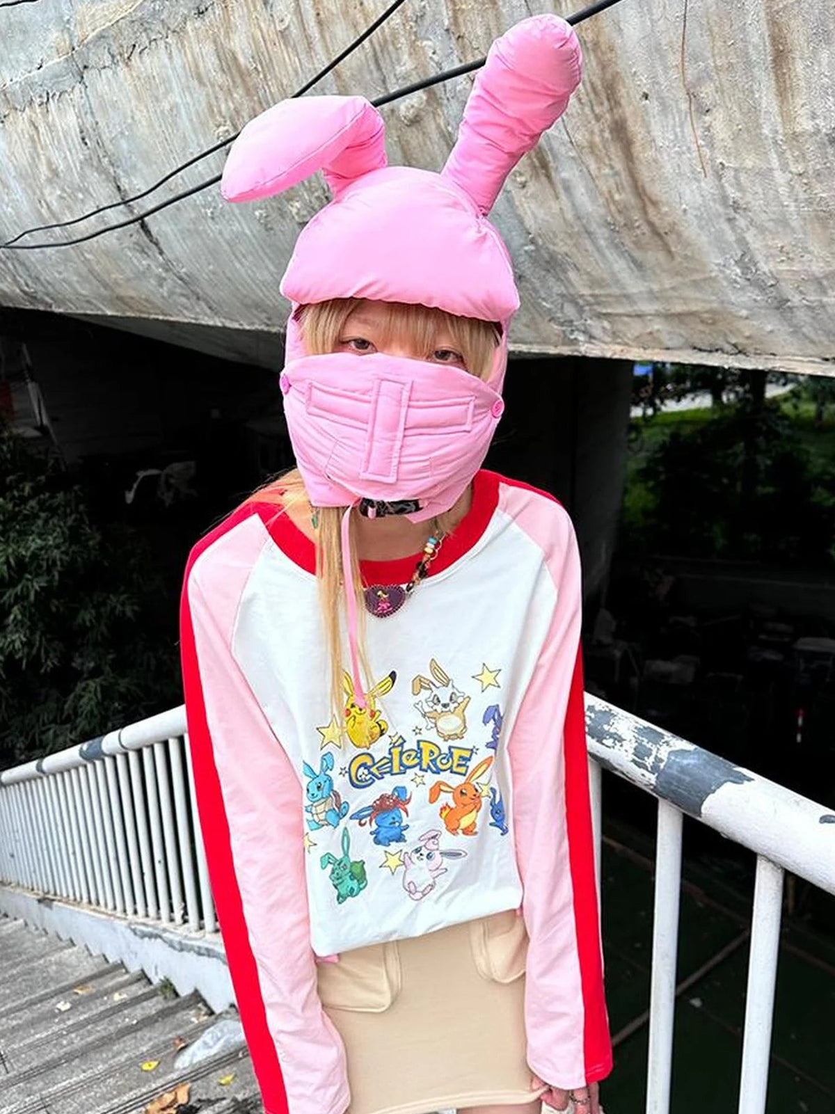 CFIERCE Plush Bunny Ears Cotton Hat