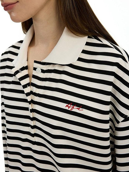 AFTADAWN Black White Striped Patchwork Women&