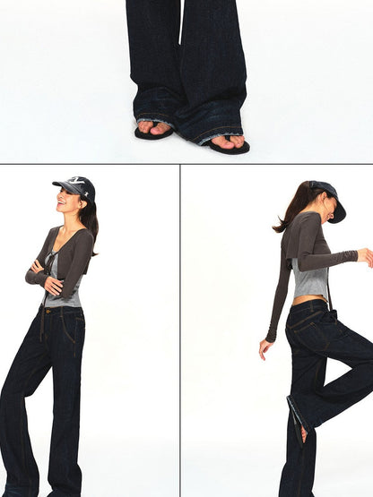 kvkv Dark Grey Knit Color Block Lace Up Women&