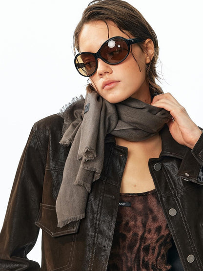ALINNV Flocked Collared Retro Straight Fit Women&