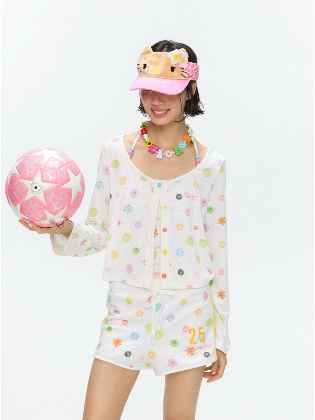 BETWEENAND Colorful Button Halter Neck Women&