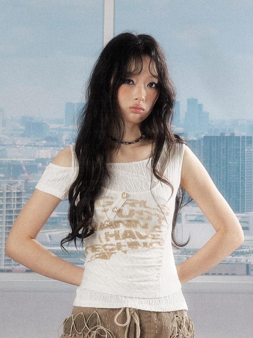 ALL iN plan Polyester Slim Fit Cropped Round Neck Letter Print Women Short Sleeve T-Shirts