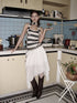 9rotic Apricot Striped Original Design Strappy Regular Length Women Midi Skirt